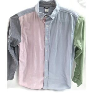 Gymboree Shirt Mens Large Multicolor Colorblock‎ Long Sleeve Button Up